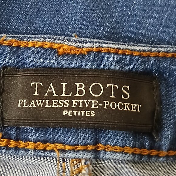 Talbots Jeans Size 12 Petite Flawless Five Pocket Flare Curvy Blue Denim Stretch - Picture 6 of 8